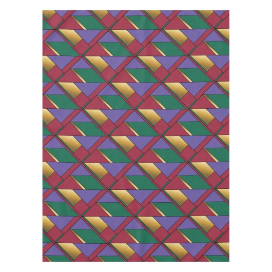 Geometrisch patroon Goud Paarse Groen Rood Tafelkleed (Voorkant)