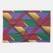 Geometrisch patroon Goud Paarse Groen Rood Theedoek (Horizontaal)