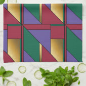 Geometrisch patroon Goud Paarse Groen Rood Theedoek (Gevouwen)