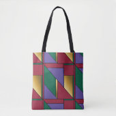 Geometrisch patroon Goud Paarse Groen Rood Tote Bag (Voorkant)