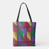 Geometrisch patroon Goud Paarse Groen Rood Tote Bag (Achterkant)
