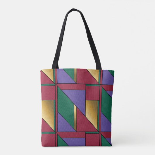 Geometrisch patroon Goud Paarse Groen Rood Tote Bag (Achterkant)