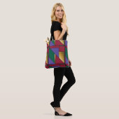 Geometrisch patroon Goud Paarse Groen Rood Tote Bag (Op model)