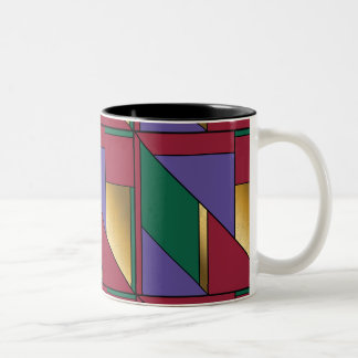 Geometrisch patroon Goud Paarse Groen Rood Tweekleurige Koffiemok