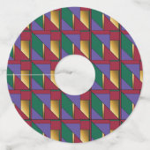 Geometrisch patroon Goud Paarse Groen Rood Wijnglaslabel (Achterkant)