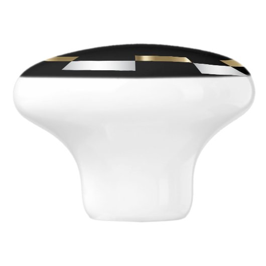 Geometrisch patroon | Goud, wit en zwart Keramische Knop (Zijkant)