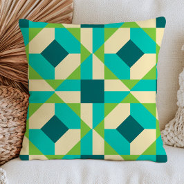 Geometrisch patroon groen & blauw RETRO Mid Centur Kussen