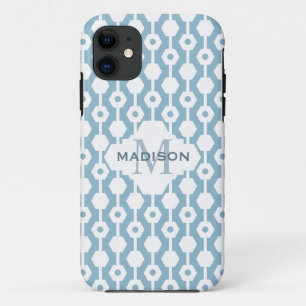 Geometrisch patroon Hexagon Dot Monogram   Blauw iPhone 11 Hoesje
