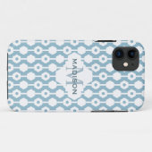 Geometrisch patroon Hexagon Dot Monogram | Blauw Case-Mate iPhone Case (Achterkant (horizontaal))