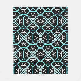 Geometrisch patroon in aquablauw, wit en zwart. fleece deken