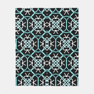 Geometrisch patroon in aquablauw, wit en zwart. fleece deken