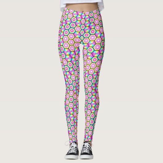 Geometrisch patroon in Art Nouveau-stijlen Leggings (Voorkant)