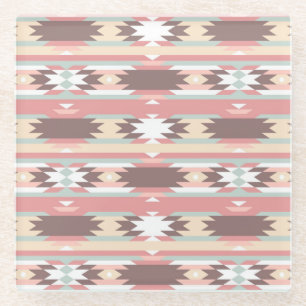 Geometrisch patroon in aztec-stijl 2 glazen onderzetter