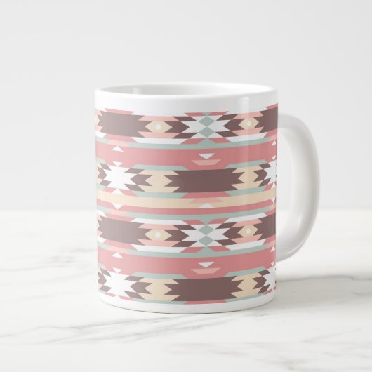Geometrisch patroon in aztec-stijl 2 grote koffiekop (Voorkant rechts)
