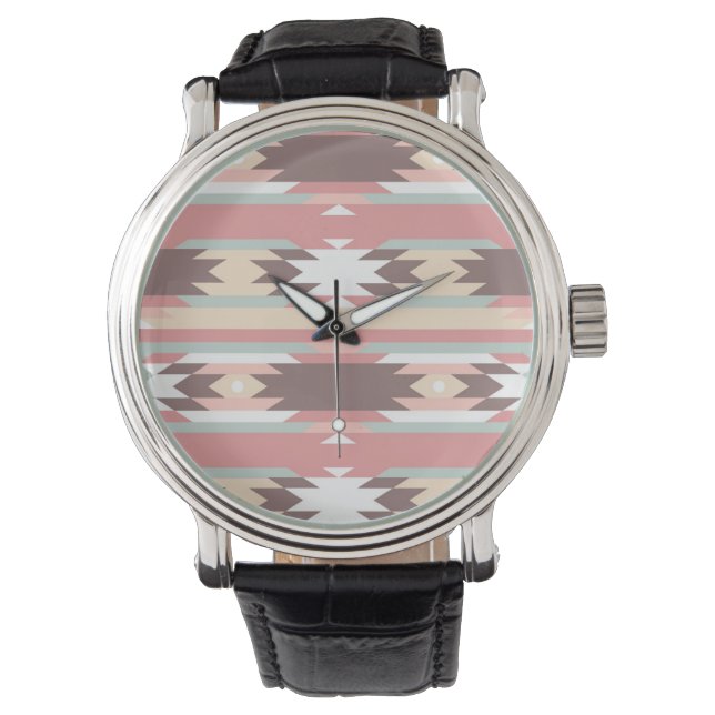 Geometrisch patroon in aztec-stijl 2 horloge (Voorkant)