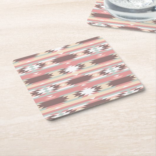 Geometrisch patroon in aztec-stijl 2 kartonnen onderzetters (Schuin)