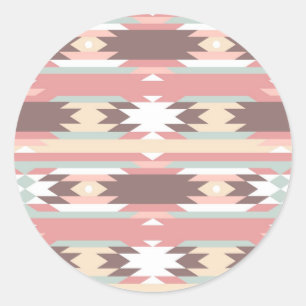 Geometrisch patroon in aztec-stijl 2 ronde sticker