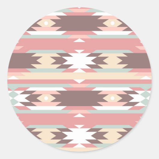 Geometrisch patroon in aztec-stijl 2 ronde sticker (Voorkant)