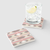 Geometrisch patroon in aztec-stijl 2 stenen onderzetter (Zijkant)