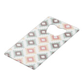 Geometrisch patroon in aztec-stijl creditkaart flessenopener (Achterkant Gekanteld)