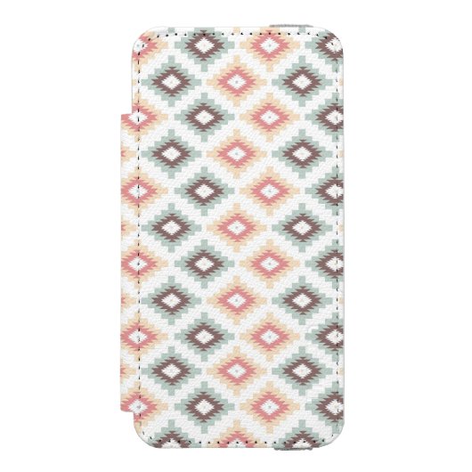 Geometrisch patroon in aztec-stijl incipio iPhone portemonnee hoesje (Voorkant Agenda)
