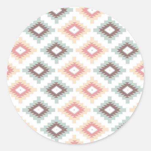 Geometrisch patroon in aztec-stijl ronde sticker (Voorkant)