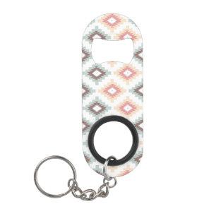Geometrisch patroon in aztec-stijl sleutelhanger flessenopener