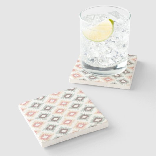 Geometrisch patroon in aztec-stijl stenen onderzetter (Zijkant)