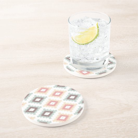 Geometrisch patroon in aztec-stijl zandsteen onderzetter (Zijkant)