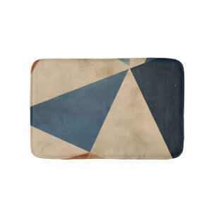 Geometrisch patroon in blauw, taupe en roest badmat