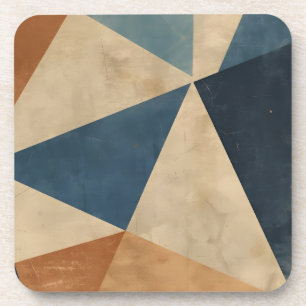 Geometrisch patroon in blauw, taupe en roest bier onderzetter