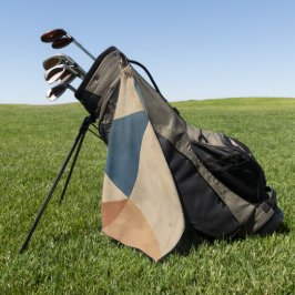 Geometrisch patroon in blauw, taupe en roest golfhanddoek