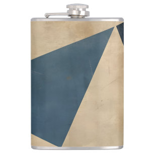 Geometrisch patroon in blauw, taupe en roest heupfles