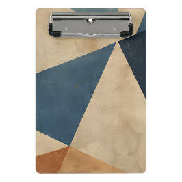 Geometrisch patroon in blauw, taupe en roest mini klembord