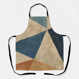 Geometrisch patroon in blauw, taupe en roest schort