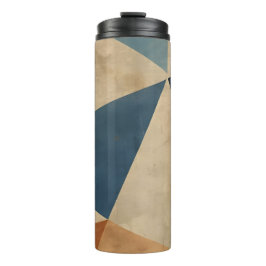 Geometrisch patroon in blauw, taupe en roest thermosbeker