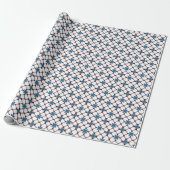 Geometrisch patroon in blauw, wit en rood cadeaupapier (Uitgerold)