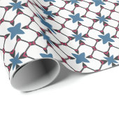 Geometrisch patroon in blauw, wit en rood cadeaupapier (Rol Hoek)