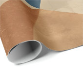 Geometrisch patroon in blauw, zand en roest cadeaupapier (Rol Hoek)