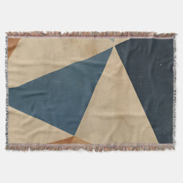 Geometrisch patroon in blauw, zand en roest deken
