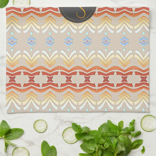 Geometrisch patroon in de etnische bohemen. theedoek (Gevouwen)