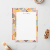 Geometrisch patroon in de Najaars Aarde Tonen met  Notitiekaartje (Voorkant / Achterkant in situ)