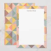 Geometrisch patroon in de Najaars Aarde Tonen met  Notitiekaartje (Voorkant / Achterkant)