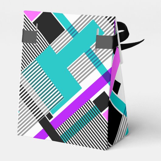 Geometrisch patroon in gestreepte en neon kleuren bedankdoosjes (Achterkant)