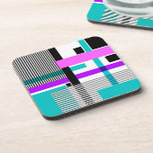 Geometrisch patroon in gestreepte en neon kleuren bier onderzetter (Linkerzijde)