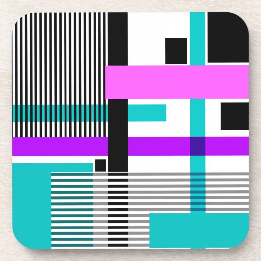 Geometrisch patroon in gestreepte en neon kleuren bier onderzetter (Voorkant)