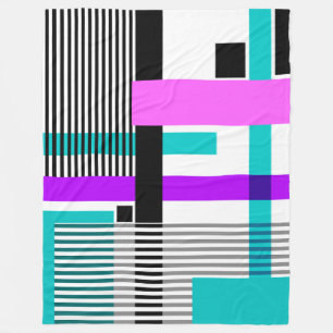 Geometrisch patroon in gestreepte en neon kleuren fleece deken