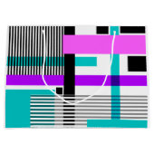 Geometrisch patroon in gestreepte en neon kleuren groot cadeauzakje (Voorkant)