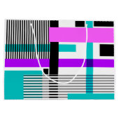 Geometrisch patroon in gestreepte en neon kleuren groot cadeauzakje (Achterkant)