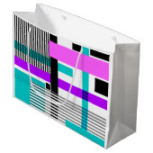 Geometrisch patroon in gestreepte en neon kleuren groot cadeauzakje (Voorkant Gekanteld)